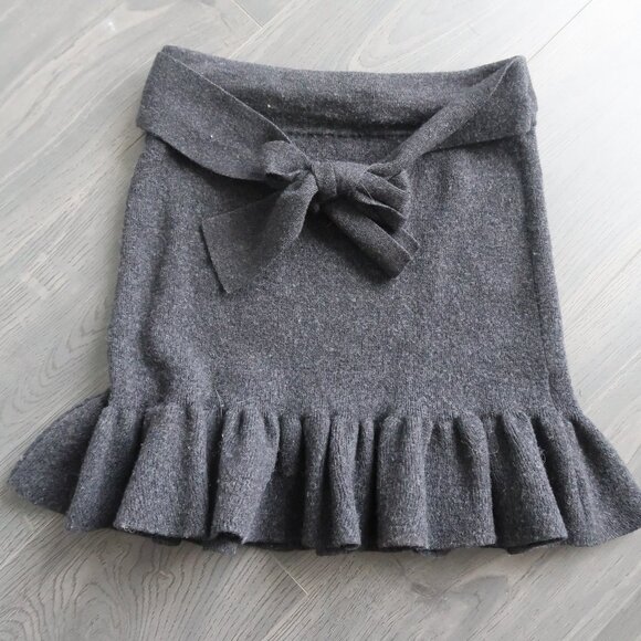 Dark Grey Wool Bow Skirt - Picture 1 of 4